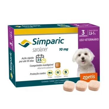 Antipulgas Simparic 10mg para Caes 2,6 a 5kg